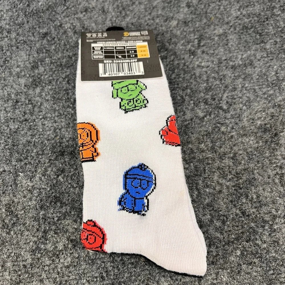South Park Comedy Central Adult Black White Graphic Crew Socks 2 Pair Pk New